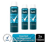 Sure Men Whole Body Deodorant Spray Ocean Rush & Active Fresh, 150ml