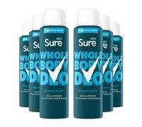 Sure Men Deodorant Spray Ocean Rush, Pack of 6, Whole Body Deodorant for Men Aluminium Free Deo Spray with Herbal and Woody Scent Provides 72-Hour Odour Control, 150 ml