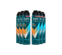 Sure Men Nonstop Protection Thermo Fresh Anti-Perspirant Aerosol Men's Deodorant Spray with Body Heat Activated technology and a clean fragrance for 72 hour odour and sweat protection 6x 250 ml