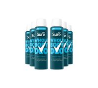 Sure Men Deodorant Spray Ocean Rush, Pack of 6, Whole Body Deodorant for Men Aluminium Free Deo Spray with Herbal and Woody Scent Provides 72-Hour Odour Control, 150 ml