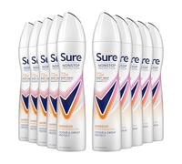 Sure Nonstop Protection Anti Perspirant Deodorant Spray Energise, Pack of 10, Alcohol-Free Deodorant for Women 72-Hour Odour and Sweat Protection with Mandarin and Mango Scent, 250ml