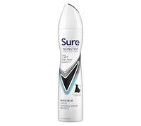 Sure Invisible Aqua Nonstop Protection leaves no white marks or yellow stains on clothes Anti-perspirant Deodorant Aerosol 72h protection an
