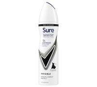 Sure Nonstop Protection Invisible Black & White Anti-Perspirant Aerosol Women's Deodorant Spray with Body Heat Activated tech. and white mark protection for 72 hour odour and sweat protection 150 ml