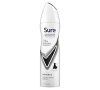 Sure Women Nonstop Protection Invisible Black & White Deodorant Body Spray Antiperspirant with body heat activated technology & white mark protection for 72 hour 150 ml,Packaging may vary