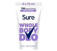 Sure Rio Coconut Whole Body Deodorant women's deodorant cream with a fresh & tropical fragrance for 72-hour odour control 75 ml - Pack of 6