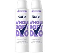 Sure Rio Coconut Whole Body Deodorant women's deodorant spray with a fresh & tropical fragrance for 72-hour odour control 150 ml (Pack of 2)