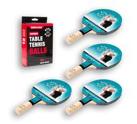 Sure Shot Indoor 4 Player Accessory Pack - Includes 4 Matthew Syed (MS-25) Table Tennis Bats, 12 x 1★ Balls (White)