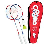 Sure Shot London 2 Player Badminton Racket Set with 2 x Full size Adult Rackets and 2 Shuttles with Carry Bag, Red/White/Blue, 27 Inch