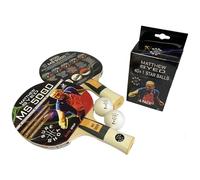 Sure Shot Matthew Syed 5000 Table Tennis Set - 2 Player Ping Pong Set with 2 MS-5000 Bats and 1 Pack of 1-Star 40+ Balls - ITTF Approved Rubber, 7-Ply Blade, Endorsed by Matthew Syed