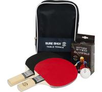 Sure Shot Matthew Syed Table Tennis Set | MS-5 Beginner Ping Pong Bat with Sure Shot Protective Case & 6 x 3-Star 40+ White Table Tennis Balls | High Control Table Tennis Racket