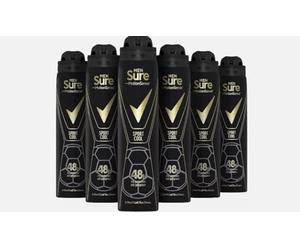 Sure Sport Cool 48h protection against sweat and odour Anti-perspirant Aerosol MotionSense technology deodorant for Men 250 ml pack of 6
