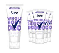 Sure Whole Body Deodorant Cream Rio Coconut 75ml, 6 Pack - 72H Odour Control, All-Over Freshness, Gentle on Skin, Long-Lasting Tropical Coconut Scent for Daily Use