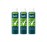 Sure Whole Body 'deodorant Spray' Active Fresh W/ 72H Odour Free 150Ml, 3Pk In White White One Size