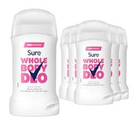 Sure Whole Body Deodorant Wild Rose 72H Protection 50 ml, 6 Pack - Aluminium Free Anti-Perspirant for All Over Body Use, Skin Friendly Dermatologically Tested