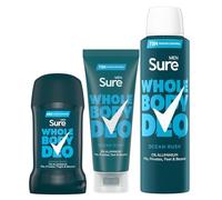Sure Whole Body Ocean Rush Bundle: Spray, Cream & Stick with Odour Control - Aluminium-Free, Body Adapt Technology (64834086, 64834649, 64834659)