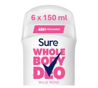 Sure Wild Rose Whole Body Deodorant women's deodorant stick with a fresh & floral fragrance for 48-hour odour control 50 ml - Pack of 6