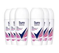 6x Sure Women Motion Sense AP Deodorant Rollon 72H Nonstop, Pure Fresh - 50ml