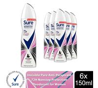 Sure Women Anti-Perspirant 72H Nonstop Protection Deo Invisible Pure 150ml, 3pk