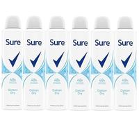 Sure Women Cotton Dry Antiperspirant Deodorant Aerosol pack of 6 deodorant for women for 48-hour sweat and odour protection 150 ml