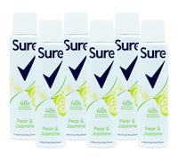 Sure Pear & Jasmine Anti-Perspirant Aerosol Women’s Deodorant Spray with a fruity, floral fragrance for 48 hour protection against sweat and odour 200 ml