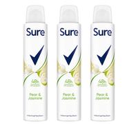 Sure Pear & Jasmine Anti-Perspirant Aerosol Women’s Deodorant Spray with a fruity, floral fragrance for 48 hour protection against sweat and odour 200 ml
