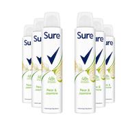 Sure Women Deodorant Spray Pear & Jasmine with 48Hrs Protection 200ml, 6 Pack