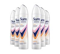 Sure Nonstop Protection Energise Anti-Perspirant Aerosol Women's Deodorant Spray with Body Heat Activated technology and a mandarin & mango scent for 72 hour odour and sweat protection 6x 250 ml