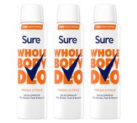 Sure Women Fresh Citrus Whole Body Deodorant Spray Aluminium Free 150ml, 3 Pack