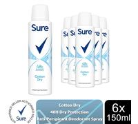Sure Women Motion Sense Anti-Perspirant Deodorant Cotton Dry 6 X 150Ml
