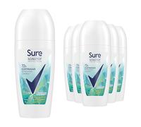 Sure Women Nonstop Protection Antiperspirant Deodorant Roll-On, Eucalyptus & Coconut Scent 50ml, 6 Pack - 48h Sweat & Odour Protection, Long-Lasting Freshness for Women