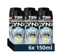 Lynx Ice Chill Anti-Perspirant Aerosol Men's Deodorant Spray with ProScent technology and an iced mint & lemon scent for 72 hours protection against odour and wetness 6x 150 ml