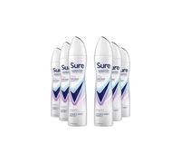 Sure Women Nonstop Protection Vitality Deodorant Body Spray Antiperspirant with a coconut & lotus flower scent, body heat activated technology for 72 hour odour and sweat protection 250 ml, Pack of 6