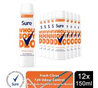 Sure Women Fresh Citrus 72h Whole Body Deodorant Spray 150ml