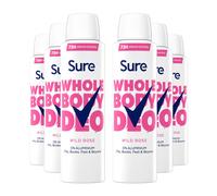 Sure Women Wild Rose Whole Body Deodorant Spray Aluminium Free 150ml - 6 Pack | 72h Odour Control | Odour Adapt Technology | 64834084