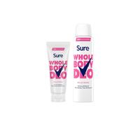 Sure Whole Body Wild Rose Bundle of Deodorant for Women with 72H Odour Control Body Spray 150 ml and 48H Odour Control Deodorant Cream 75ml with Fresh and Floral Fragrance Provides