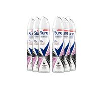 Sure Women Nonstop Protection Invisible Pure Deodorant Body Spray Antiperspirant with body heat activated technology & white mark protection for 72 hour odour and sweat protection 250 ml, Pack of 6