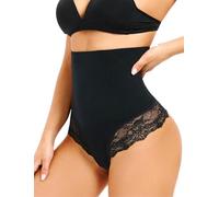 SURE YOU LIKE Shapewear Women Tummy Control Thong Lower Abdomen Control Body Shaper String Underpant Slimming Shaping Lace Underwear, Black, S