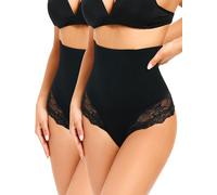 SURE YOU LIKE Shapewear Women Tummy Control Thong Lower Abdomen Control Body Shaper String Underpant Slimming Shaping Lace Underwear, Black/Black, S