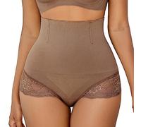 SURE YOU LIKE Shapewear Women Tummy Control Thong Lower Abdomen Control Body Shaper String Underpant Slimming Shaping Lace Underwear, Brown, S