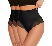 SURE YOU LIKE Shapewear Women Tummy Control Thong Tummy Control Knickers Shaping String Underwear Panties Body Shaper String Underpant, Black, 3pcs, XL