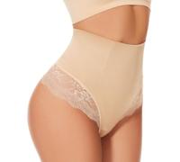 SURE YOU LIKE Tummy Control Thong Mid Waisted Shapewear Panties for Women | Slimming Underwear with Lace Trim & Lining, No VPL Body Shaper, Anti-Rolls Support, Comfy, Strechty, Breathable, S to XXL
