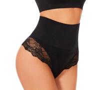 SURE YOU LIKE Tummy Control Thong Mid Waisted Shapewear Panties for Women | Slimming Underwear with Lace Trim & Lining, No VPL Body Shaper, Anti-Rolls Support, Comfy, Strechty, Breathable, S to XXL