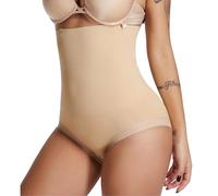 SURE YOU LIKE Women High Waist Shapewear Tummy Control Body Shaper Panties Butt Underwear Beige M-L UK(8-12)
