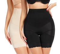 SURE YOU LIKE Women Shapewear Short Firm Compression For Tummy And Thigh Control Knickers High Waist Slimming Underwear With Lining Shaping Underpant, Beige/Black, XS