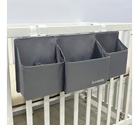 surebaby Hanging Baby Diaper Caddy, 3-in-1 Diaper Caddy Organizer Holder For Baby Crib, Nursery Organization Diaper Stacker Storage For Crib, Changing Table, Car, Wall-Grey