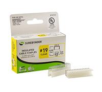 Surebonder Insulated Cable Staples, Clear, for RG-6, RG-59 Network Cable, Coax, Ethernet Cable, and other wire up to 5/16" wide, 1/4" x 5/16", 300 Pack, No. 19 (14516C)