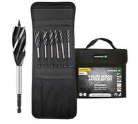 Surebuild UK 4-Flute Wood Auger Drill Bit Set, Hex Quick Change Shank, 10-25mm Cutting Diameters, 6-Piece Set