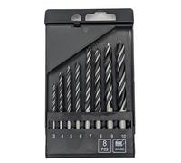 Surebuild UK 8-Piece Wood Drill Bit Set, C45 Steel, 3-10mm, Double Flute with Brad Point