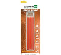 Surebuild UK Graphite Marking Pencil Leads, 2.8mm, 120mm Length, Pack of 6, Multi-Colour (Orange)