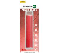 Surebuild UK Graphite Marking Pencil Leads, 2.8mm, 120mm Length, Pack of 6, Multi-Colour (Red)